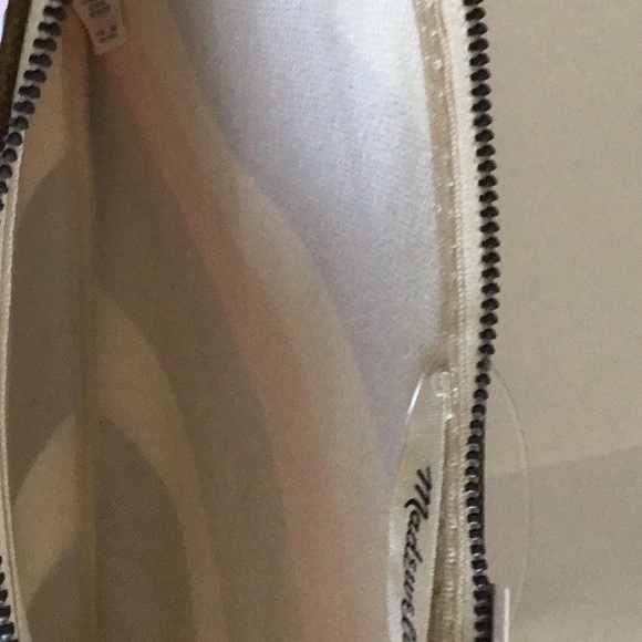 Madewell Stripe Coated Canvas Zip Top Pouch Clutch with Tassel - Picture 9 of 11